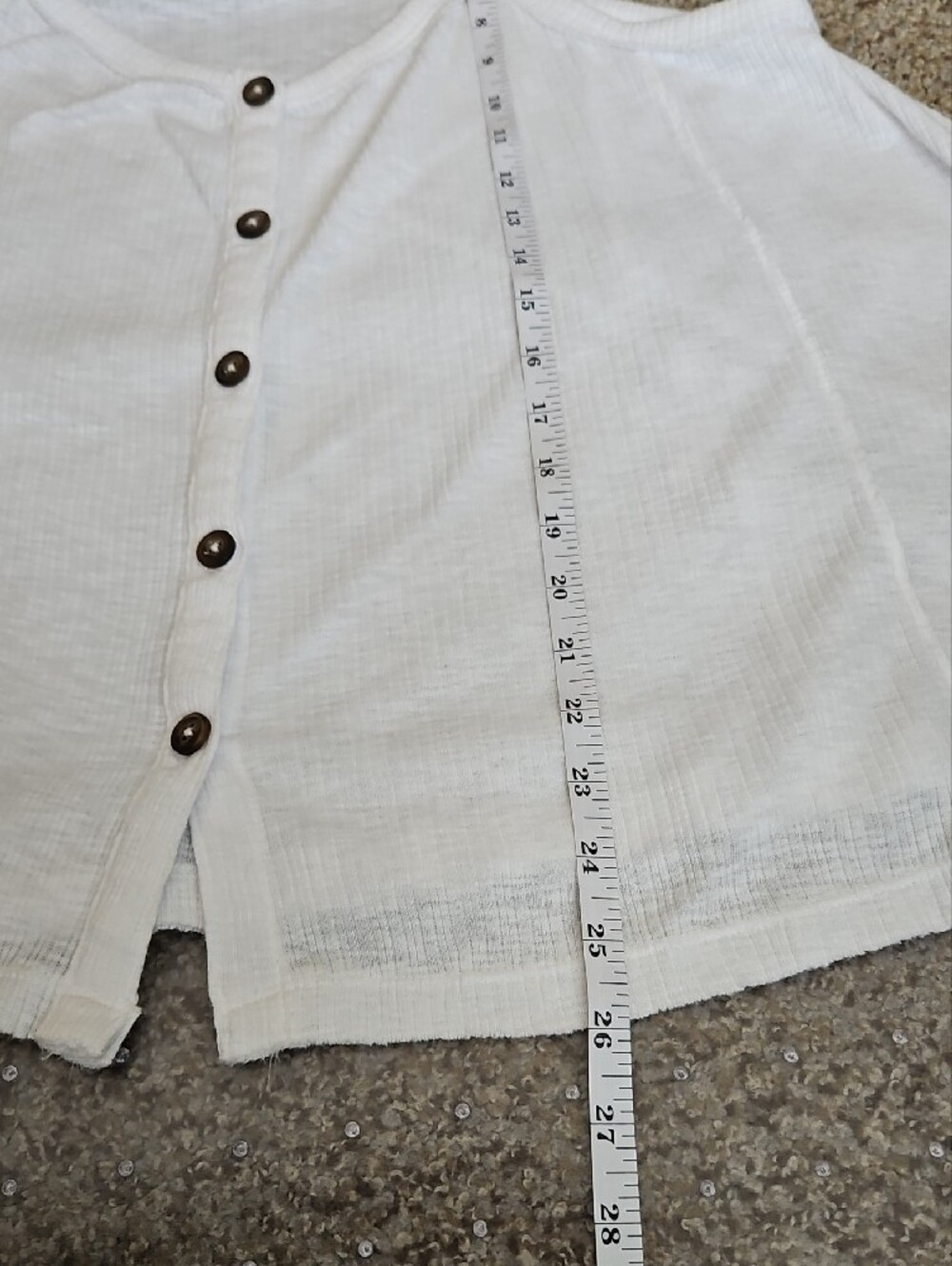 SO White Ribbed Button-Front Women's Tank - Picture 4 of 6